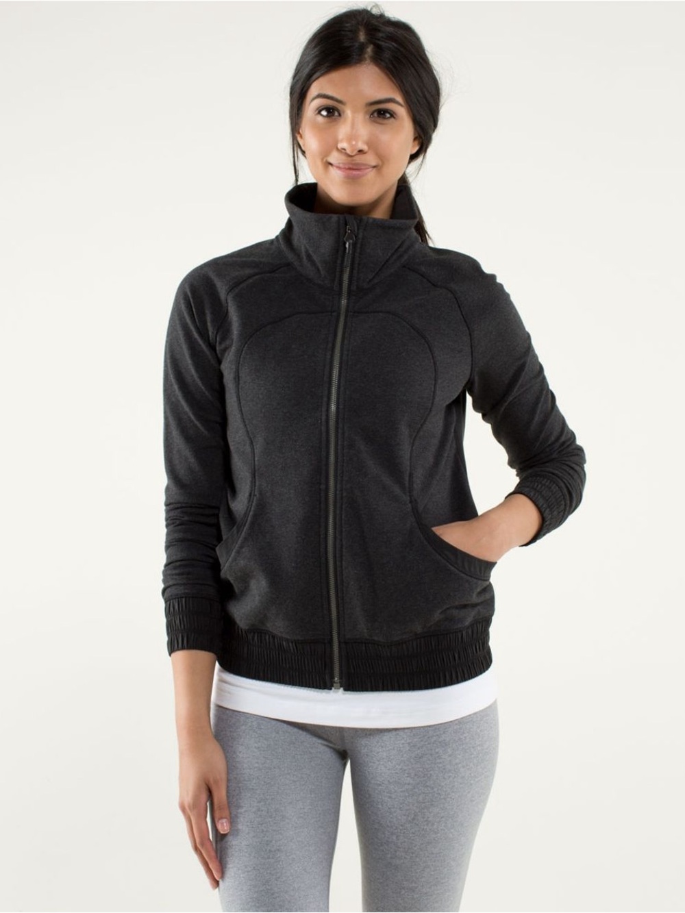 Lululemon Blissed Out Grey Scuba Jacket 
Size Small to Medium